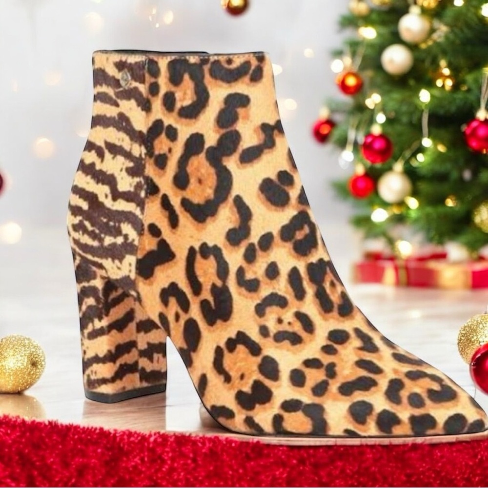 🔴 Antonio Melani Leopard/Tiger Print Fur Bootie - Picture 3 of 16